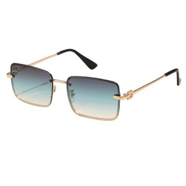 Imagem de Retro quadrado óculos de sol feminino moda sem aro gradiente liga óculos de sol máscaras senhoras sem moldura uv400, verde, um tamanho