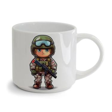 Imagem de Xícara Bucks Porcelana 450ML Soldado militar bravo fofo