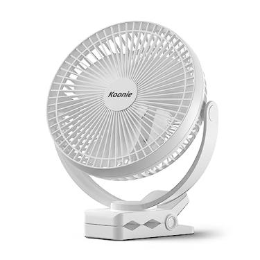 Imagem de Koonie Ventilador de encaixe portátil, 20 cm 10.000 mAh USB recarregável operado por bateria, 4 velocidades, fluxo de ar forte, braçadeira resistente para mesa de escritório, golfe, carro, viagem,