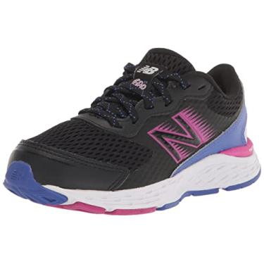 Imagem de New Balance Tênis de corrida infantil 680 V6 com cadarço, Preto/Magenta Pop/Aura, 11.5 Wide Little Kid