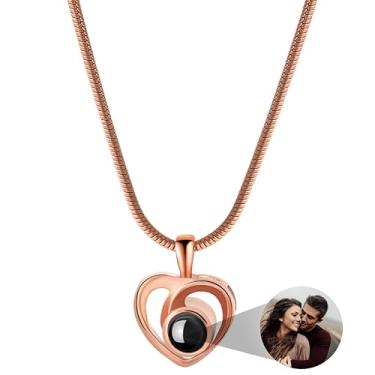 Imagem de EMIRISTIC Colar com foto personalizada para mulheres - colar personalizado com imagem interna - presente para o Natal. Dia dos Namorados, Dia das Mães, qualquer dia especial, Banhado a ouro, Sem Pedra