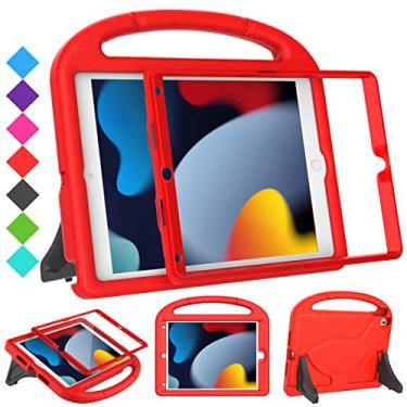 Imagem de SUPLIK Capa infantil para iPad 9ª/8ª/7ª geração - iPad 10,2 polegadas 2021/2020/2019 com protetor de tela integrado, suporte durável à prova de choque para Apple iPad 7/8/9 gerações, vermelho