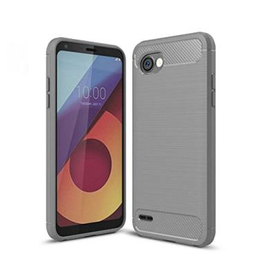 Imagem de Manyip Capa para LG Q6 Alpha, capa de material de fibra de carbono, macia, antiderrapante macia, anti-impressões digitais, capa totalmente protetora para LG Q6 Alpha