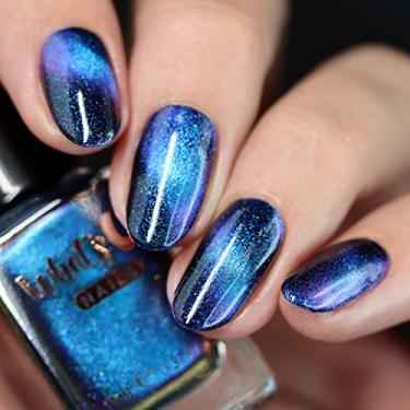 Imagem de Whats Up Nails - Night Contrails Magnetic Nail Polish Dark Teal-Purple Cat Eye Effect Green Iridescent Shimmer Lacquer Varnish Made in USA 21 free Cruelty Free Vegan Clean