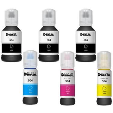 Imagem de Kit 06 refil de tintas T504 Compatível Para Epson L6161 - Bulk Ink Do 