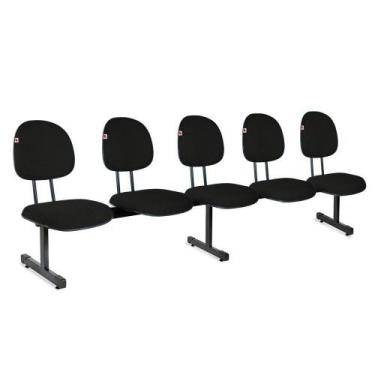 Imagem de Longarina Executiva 5 Lugares Tecido Preto - Shop Cadeiras