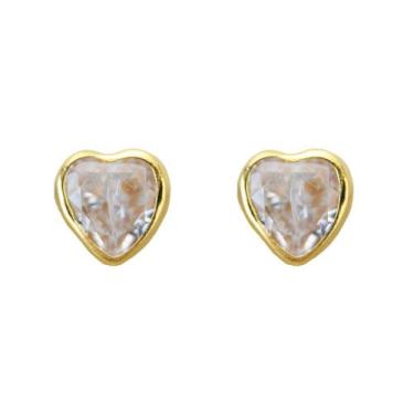 Imagem de Brinco Coração 5 mm com Zircônia em Ouro 18k - Ivan Joias