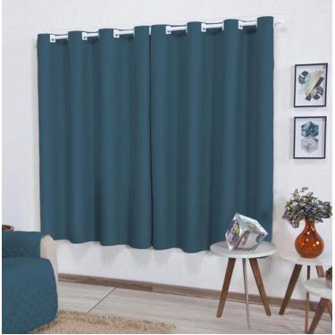 Imagem de Cortina Roma 3,00m X 1,70m Azul Petróleo P/ Varão De Até 2m - Enxovais