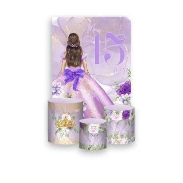Imagem de Painel De Festa Vertical 1,50 x 2,20 + Trio De Capas Cilindro - 15 Ano