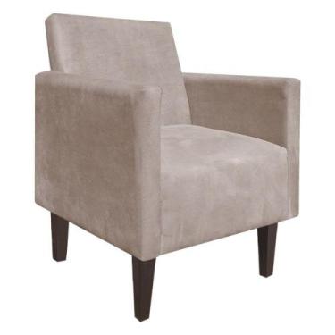 Imagem de Poltrona Decorativa Compacta Jade Suede Bege com Pés Baixo Chanfrado -