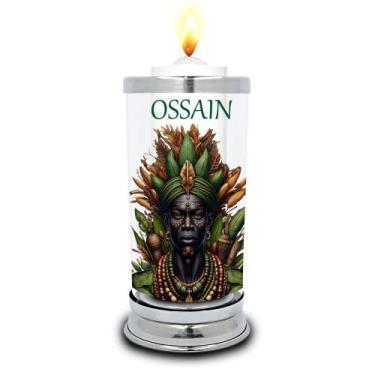 Imagem de Protetor de Velas 7 dias Orixá Ossain Copo Vidro Castiçal - Balaio de 