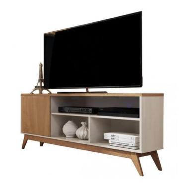 Imagem de Rack para TV Malbec Wood Off White Nature Pequeno Moderno Germai Movei