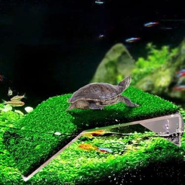 Imagem de FRIRODSAY Plataforma de pesca de tartaruga relvado tartaruga descansando plataforma simulação grama tartaruga rampas tartaruga habitat tartaruga terraço tartaruga tanque acessórios M
