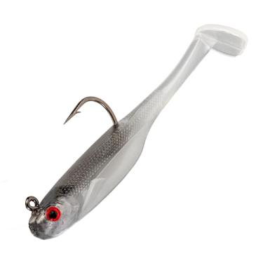 Imagem de Strike King (SKHM414-151) Isca de pesca Homing Minnow, isca de natação de plástico macio pré-equipada, otimizada para sonar ao vivo, perfil realista, 10 cm, 1/113.4 g, gancho 3/0, pacote com 3, Ghost