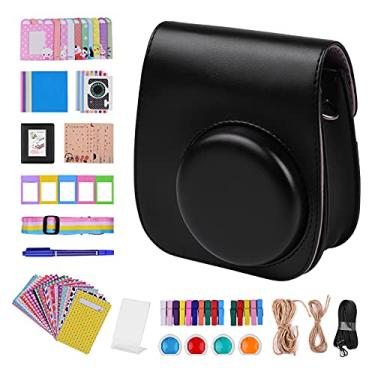 Imagem de Kit de conjunto de acessórios para camera instantanea 12 em 1 compatível com Fujifilm Instax Mini 11 incluindo bolsa para camera/al?a para camera/álbum de fotos/clipes de fotos/porta-retra/453(Preto)