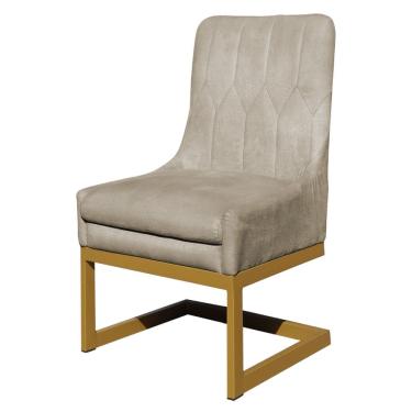 Imagem de Cadeira Decorativa Valentina Base Dourada Veludo Bege - Montanaris Decor