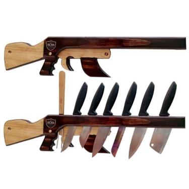 Imagem de Porta Facas em Madeira (Homens de Verdade) AK-47 - Boss Arte em Madeir