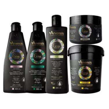 Imagem de Kit Arvensis Cachos Shampoo Condicionador Ativador Máscara 2x1 Geleia 