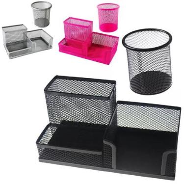 Imagem de cj Porta Lápis + Porta Treco Organizador Mesa Escritório Kit conjunto 