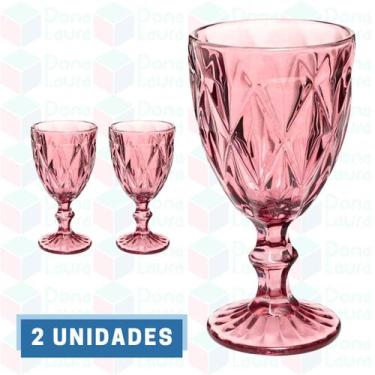 Imagem de 2UNI Taça Diamante Copos Vidro Lilás 300ml Suco Vinho Água - Praticasa