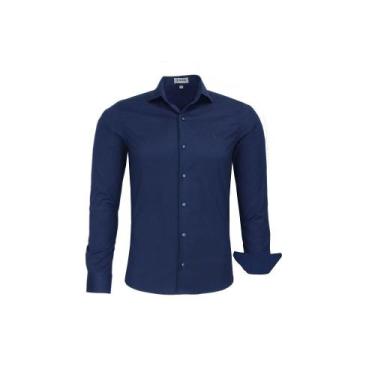 Imagem de Camisa social Lisa Mista manga longa adulto original Amil Marinho, Mar