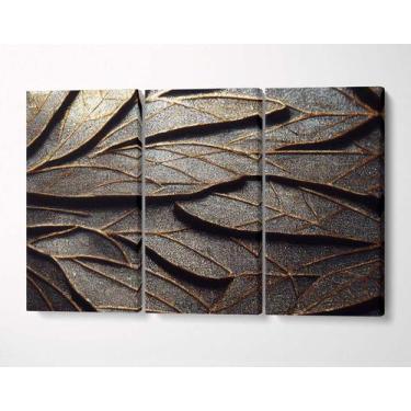 Imagem de 3 Quadros em Tecido Canvas Folha Textura Green Verde Arte - LindaCasaP