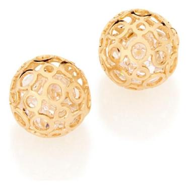 Imagem de Brinco Solitário Formato Globo Com Detalhes 525137 - Rommanel, Branco,