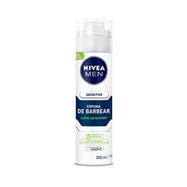 Imagem de NIVEA MEN Espuma de Barbear Sensitive - Para peles sensíveis, alivia vermelhidão, com extrato de camomila e vitamina E, deslizamento suave da lâmina, reduz irritações, textura em espuma - 200ml