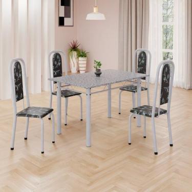 Imagem de Conjunto de Mesa Retangular 120x75cm Tampo Granito Ocre 4 Cadeiras Lav