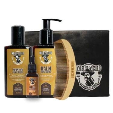 Imagem de Kit Shampoo para Barba + Balm para Barba + Oleo para Barba Frasco + Pe