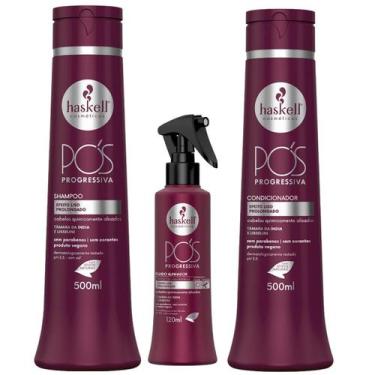 Imagem de Kit Pós Progressiva Haskell Shampoo e Condic 500ml+ Leave In