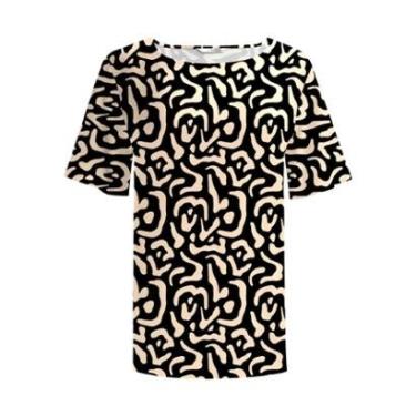 Imagem de Blusa Manga Curta Ampla em Viscose Estampada-Feminino
