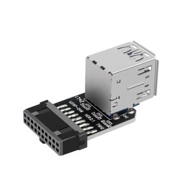 Imagem de DBEIXIWEI 2 conectores de interface USB 3.0 fêmea/adaptador de interface fêmea 19PIN/20PIN para acessórios de placa mãe expansível