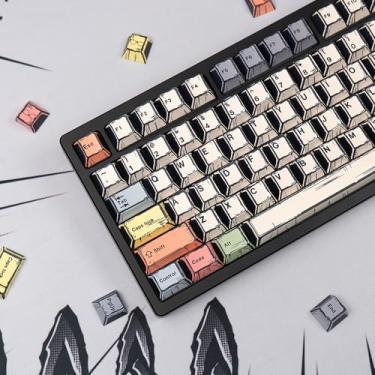 Imagem de Sumgsn Conjunto completo de 150 teclas de mangá PBT Dye Sub Cherry Profile Canvas Keycap adequado para 60% 65% 75% 95% teclado mecânico Cherry Mx Switches