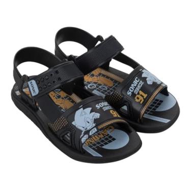 Imagem de Sandália Papete Infantil Menino Sonic Challenge Grendene Kids Verde Azul ou Preto (Preto/Azul, BR, Criança de 1 a 3 anos, Numérico, 25)