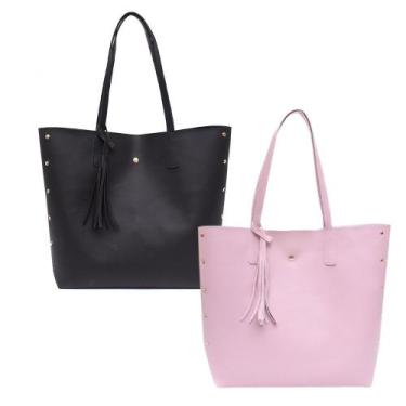 Imagem de Kit 2 Bolsa Feminina Grande Espaçosa Compacta Elegante Básica - M R N 