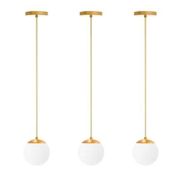 Imagem de Kit C/3 Pendente Globo Stuttgart - Dourado Fosco Bf Fl - Fabriluz