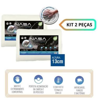Imagem de Kit 2 Travesseiros Nasa X Duoflex - Macio confortável - Alta Qualidade