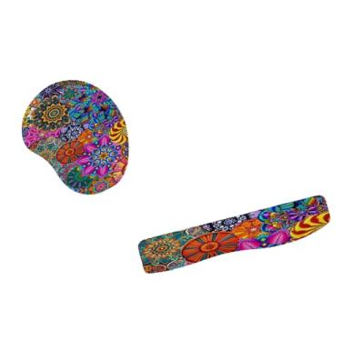 Imagem de Kit Mouse Pad E Apoio Teclado Ergonômico Mandala Vibrante