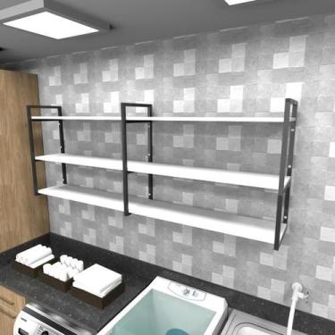 Imagem de Prateleira industrial lavanderia aço cor preto 180x30x68cm CxLxA cor m