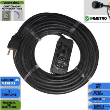 Imagem de Extensao Eletrica 30 Metros Cabo PP 2X2,5mm² 0,6/1KV com 1 tomada 20A 