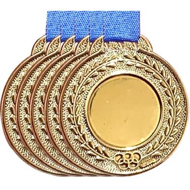 Imagem de Kit Conjunto 6 Medalhas Centro Liso Meio Verso Liso 3,5cm bronze