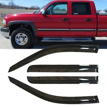 Imagem de Lifeinfinity Defletor de vento original, 4 peças, protetores de chuva de montagem externa, viseiras de janela lateral de teto solar compatíveis com Chevy/GMC/Cadillac 2000-2006 Caminhão e SUV de