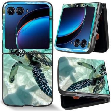 Imagem de RWUTYTIUL Capa para Moto Razr 50 17.0 cm (2024) para mulheres e homens, Moto Razr 2024 capa minimalista ultra fina durável capa protetora de PC para celular Moto Razr 50/Motorola Razr 2024, tartaruga