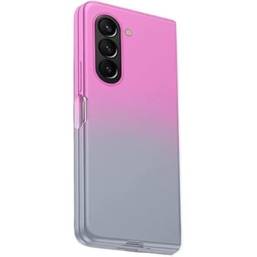 Imagem de BMLLQSS Capa de PVC para Samsung Galaxy Z Fold 5/dobra 4 acabamento fosco antiqueda design gradiente original proteção de lente de superfície repelente de óleo, escolha elegante, cor: roxo-azul