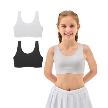 Imagem de Sutiã de treino Sascina para meninas de 7 a 8 anos sem costura preto/c