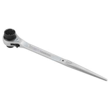 Imagem de YOUKOOL Podger de andaime de catraca de 19 mm x 22 mm OU 3/4" × 7/20.3 cm – Soquete de extremidade dupla de 12 pontos, ferramenta de andaime de aço Cr-V resistente, prata