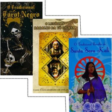 Imagem de Kit 3 Baralhos Vó Cigana, Santa Sara e Tarot Negro Manual - META ATACA