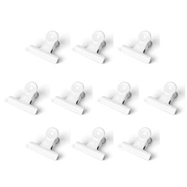 Imagem de Pacote com 20 clipes de aço polido de 5 cm, clipes de pasta de buldogue de metal, clipes de papel de dobradiça grande para sacos de comida, fotos, artesanato, material de escritório em casa (branco)