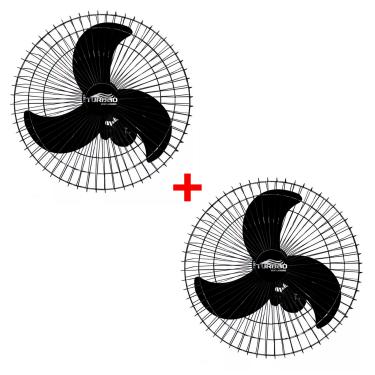 Imagem de Kit 2 Ventiladores de Parede Oscilante 60cm Preto Turbão 200W Bivolt Voltagem:Bivolt